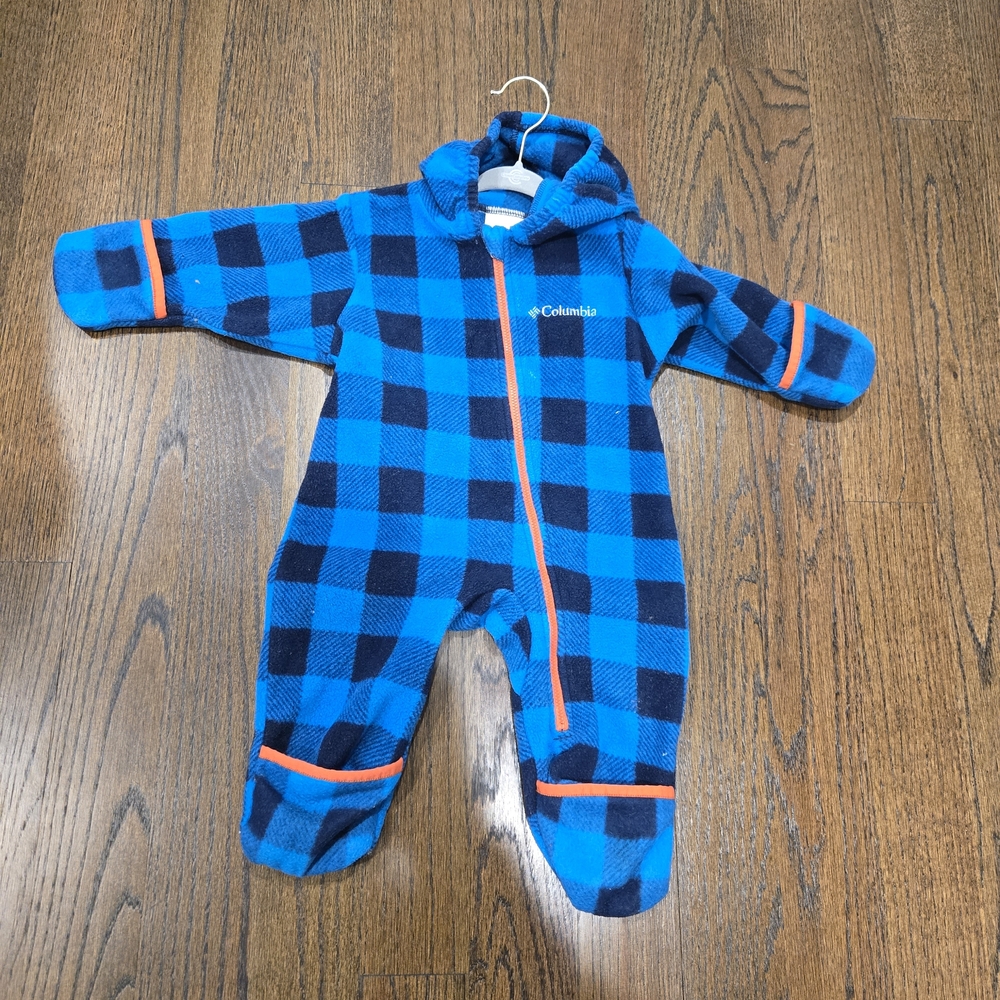 Columbia Kids Blue and Orange Checkered Footie